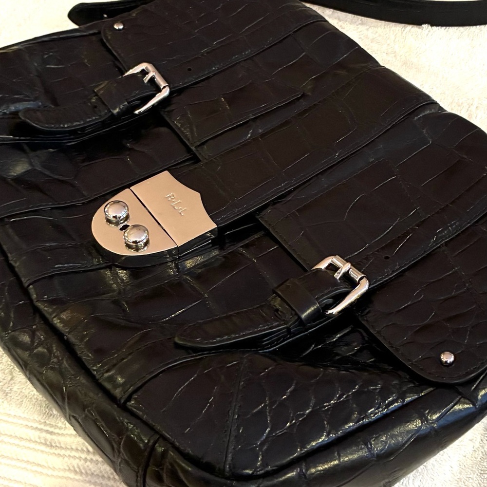 Classic Ralph Lauren crossbody leather bag w/croc-embossed detailing - Picture 10 of 13